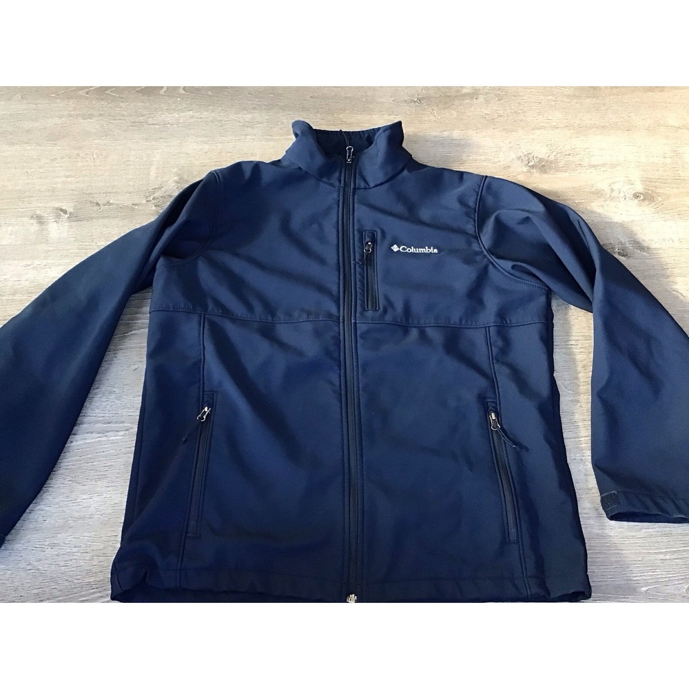 Columbia Ascender Softshell Jacket Mens Large Blue Wind Resistant Full Zip Coat